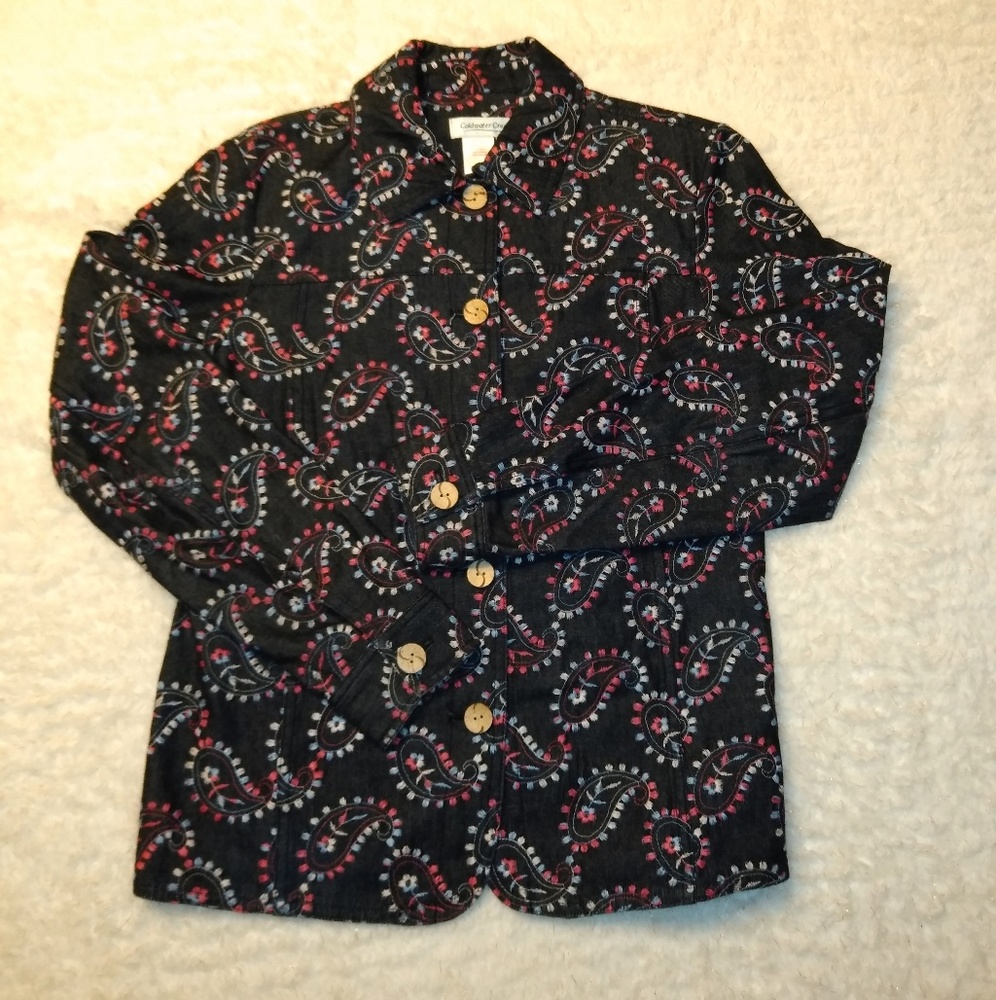 Coldwater Creek•Black denim•Paisley Print